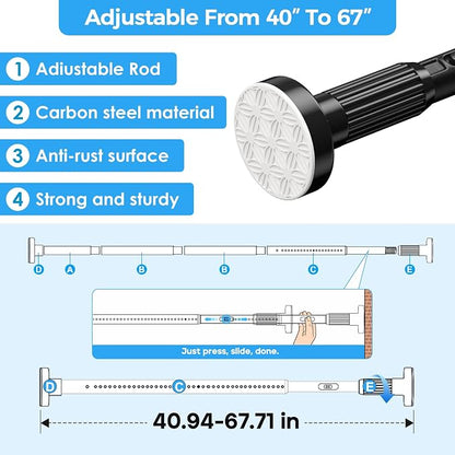AIZESI 41-67 Inch Heavy Duty Tension Curtain Rod - Image 4