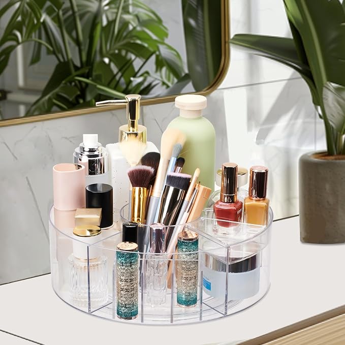 360 Rotating Makeup Organizer for Vanity, 10” Desk Acrylic Spinning Cosmetic - Image 6