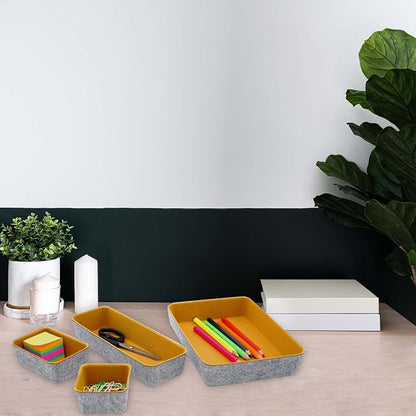 Welaxy 8-Piece Felt Drawer Organizers Curry Desk Tray Makeup Storage - Image 5