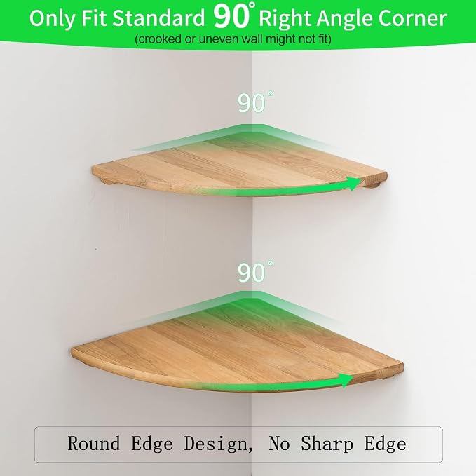 Corner Shelves, Floating Corner Shelf, Round End Wall Mount - Image 2