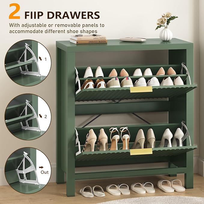 YOMILUVE Fluted Shoe Storage Cabinet - Image 4