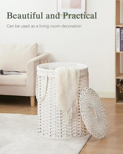 Laundry Basket with Lid Round Rattan Laundry Hamper with Lid and Handles 29.1 - Image 7