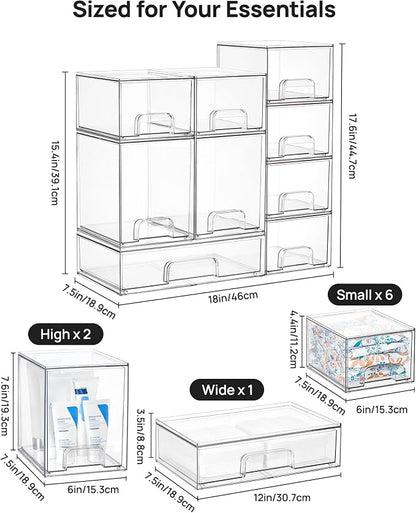 Vtopmart Stackable Storage Drawers Set of 9, Beauty Supplies Storage, Pantry - Image 3