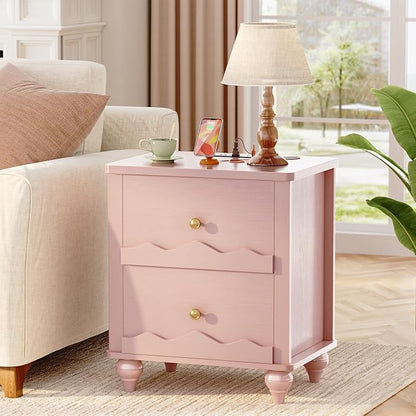 Cyclysio Nightstand with Charging Station, Side End Table with 2 Drawers - Image 7