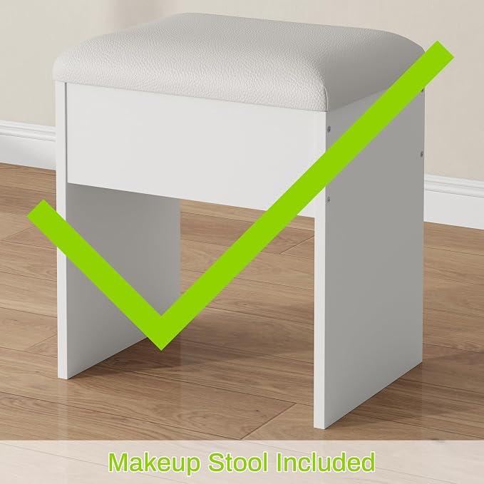 ONME Fluted Makeup Vanity Desk - Image 7