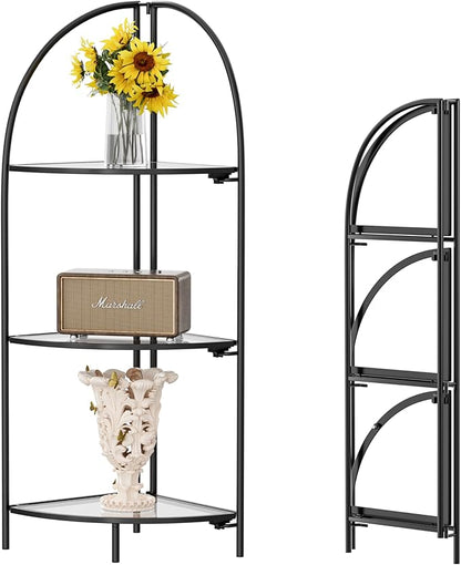 Crofy Foldable 3 Tier Corner Shelf, Metal Corner Plant Stand by CrofyLLC