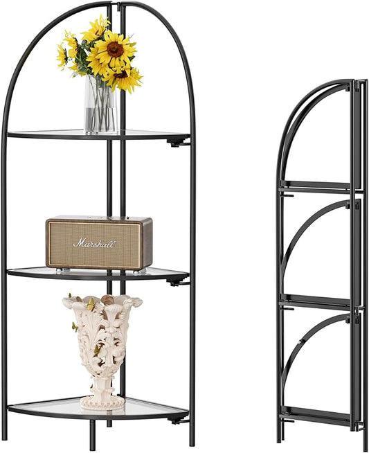 Crofy Foldable 3 Tier Corner Shelf, Metal Corner Plant Stand by CrofyLLC