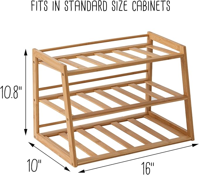 Honey-Can-Do 3-Tier Bamboo Water Bottle Organizer Rack - Image 7
