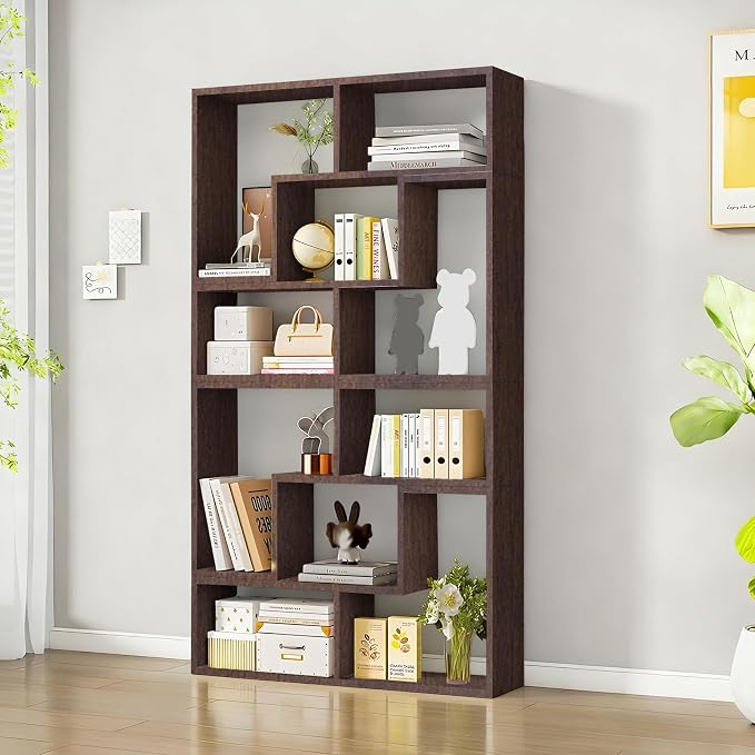 Expandable Bookcase with Adjustable Width, Wooden Room Divider Bookshelf by Unknown