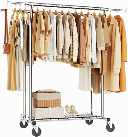 HYSEYY Heavy Duty Clothes Rack, Rolling Clothing Rack by HYSEYY
