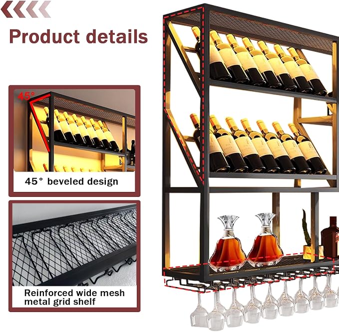 3 Tier Large Wine Rack Wall Mounted - Image 6