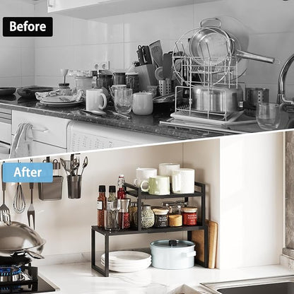 2 Pack Expandable Kitchen Cabinet Shelves Organizer, Heavy Duty Metal Shelving - Image 8