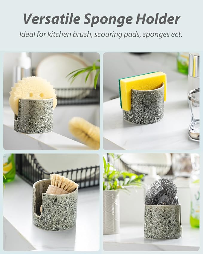 Kitchen Sponge Holder, Ceramic Dish Sponge Holder Scrubby Daddy Farmhouse Dish - Image 4