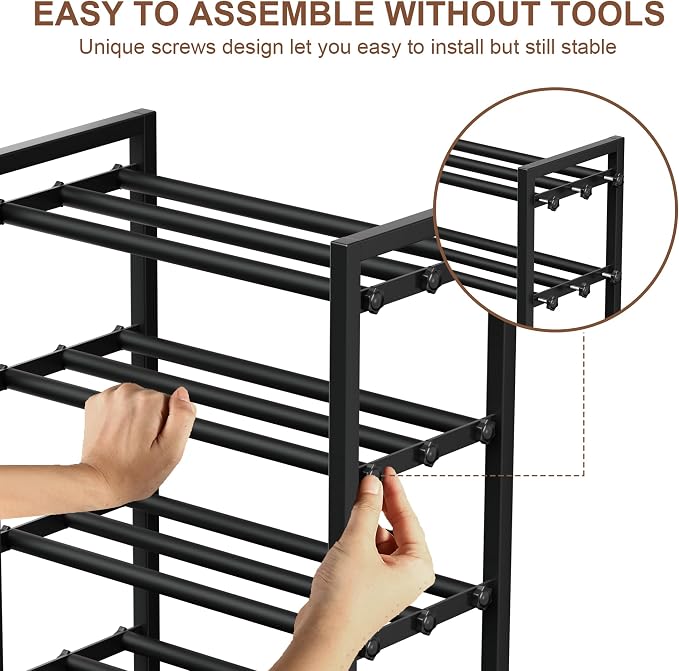 4-Tier Expandable Shoe Rack, Adjustable Shoe Shelf Storage Organizer Heavy Duty - Image 5