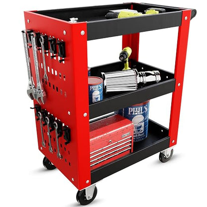3 Tier Rolling Tool Cart on Wheels, Mechanic Storage Organizer, Rolling Work - Image 7