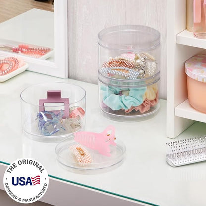 STORi Bella Stackable Clear Plastic Container Round Vanity Storage Organizers - Image 2