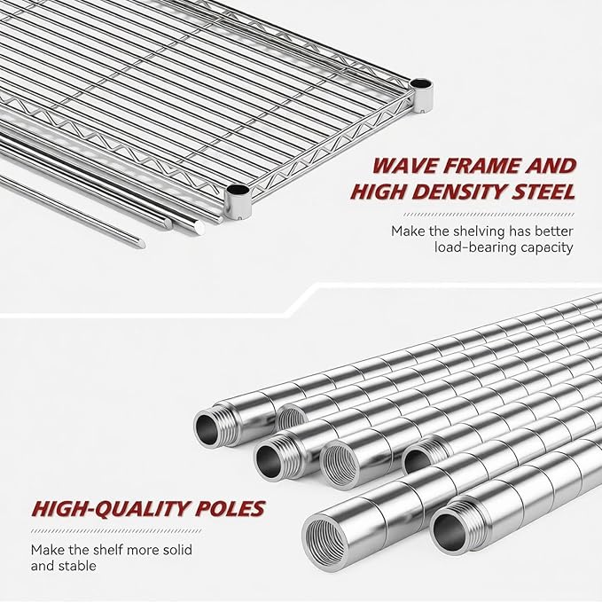 Xcity Storage Shelves, 6 Tier Heavy Duty Metal Shelving Unit, 2400 LBS - Image 4