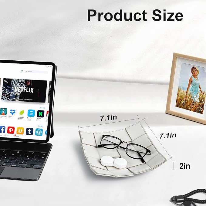 PU Leather Valet Tray for Men Women Key Holder Bowl for Entryway Table Bedside - Image 5