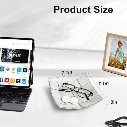 PU Leather Valet Tray for Men Women Key Holder Bowl for Entryway Table Bedside - Image 5