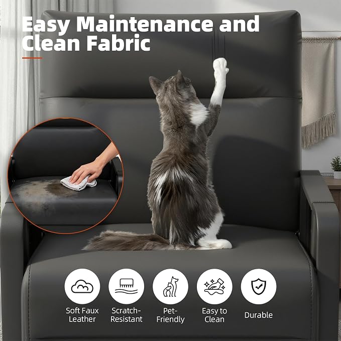 Upholstered Accent Chair, Modern Faux Leather Sofa Chair - Image 5