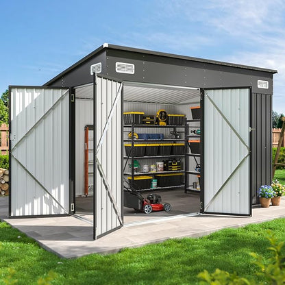 Aoxun 9.4'x7.3' Triple Door Shed Outdoor Storage Shed by Aoxun