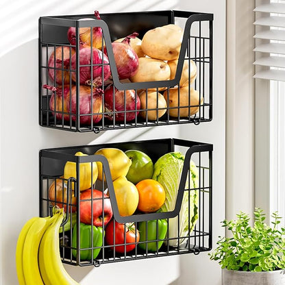 2 Set Magnetic Shelf for Fridge, Potato & Onion Storage Bins, Magnetic Fruit by YIWANFW