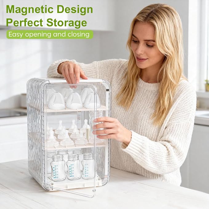 Baby Bottle Organizer, 3/4 Tier Bottles Storage Organizers, Pump Parts - Image 7