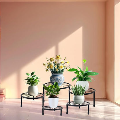 HENABLE 5 Packs Metal Plant Stand Indoor, Outdoor Black Plant Stand - Image 2