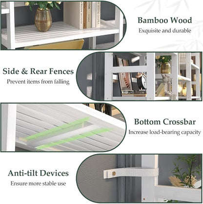 Homykic Bamboo Triple Wide Bookshelves and Bookcases, 6-Tier Shallow Open - Image 4