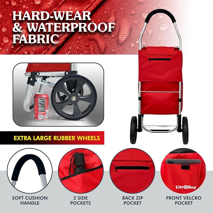 Ultra-Lightweight Red Foldable Shopping Cart - Image 4