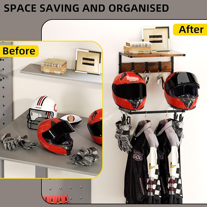 Urban Deco Motorcycle Helmet Holder Wall Mount, Helmet Rack - Image 4