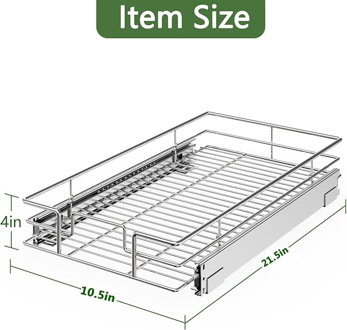 LOVMOR Pull Out Cabinet Organizer 10½"W x 21½"D, Kitchen Cabinet Pull Out - Image 3