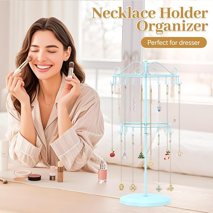MODOWEY Rotating Necklace Holder Organizer Display Stand - Image 7