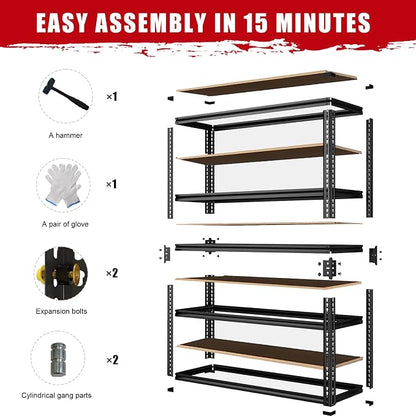 Garage Storage Shelves, 2400 LBS Heavy Duty Shelving, Metal Garage Shelves - Image 4