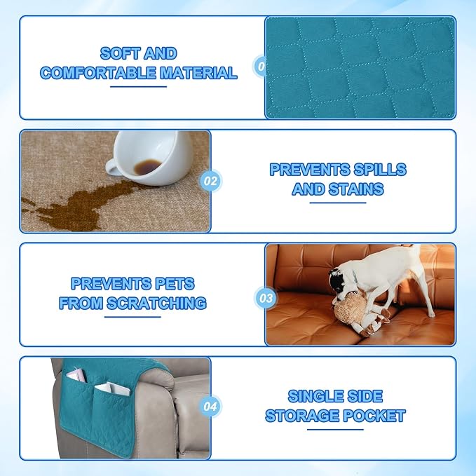 uxcell 2 PCS Armrest Covers, Couch Arm Cover Furniture Protect Slide Recliner - Image 3