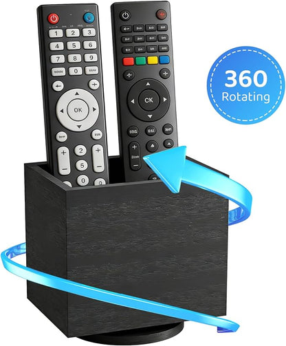 360° Rotating Remote Control Holder, Wooden TV Remote Holder - Image 2