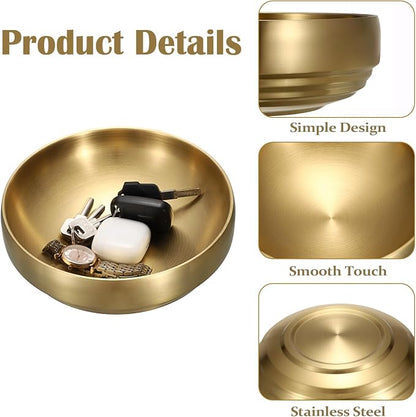 8.3" Golden Key Bowl for Entryway Table Decorative Bowl for Keys | Round Fruit - Image 6