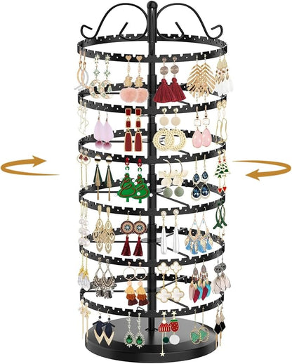 MODOWEY 6 Tier Rotating Earring Holder Organizer Stand, Adjustable Metal by MODOWEY