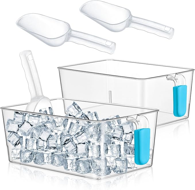 Havawish Ice Storage Bin and Flexible Scoop Set Plastic Freezer Bin by Havawish