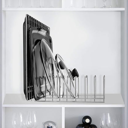 Pot Lid Organizer, Stainless Steel Pot Lid Storage Rack Holder, Cutting Board - Image 6
