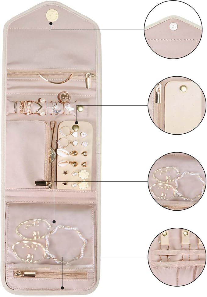 BAGSMART Travel Jewelry Organizer Case Foldable Jewelry Roll - Image 4