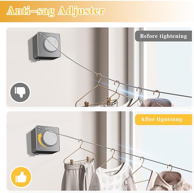 Retractable Clothesline Indoor, Non-Sagging Outdoor Clothes Line retracting - Image 5