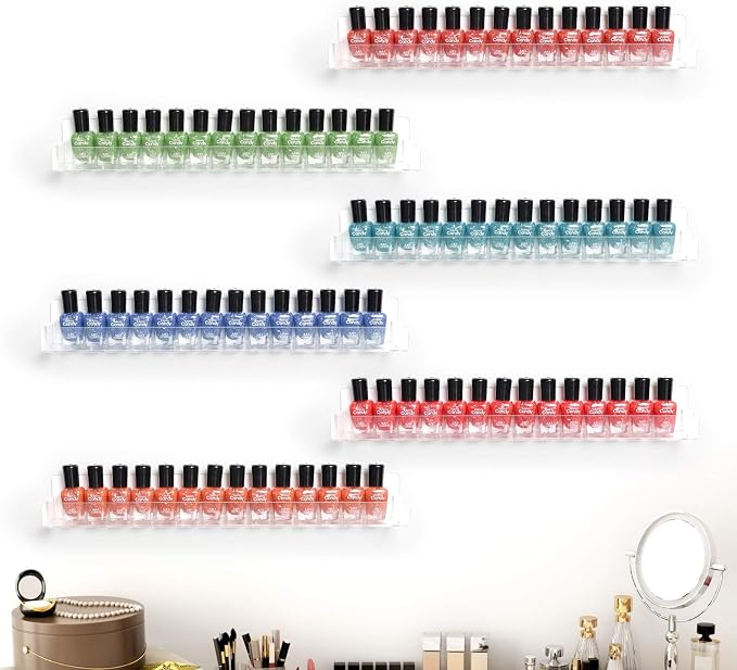 BTremary 15" Acrylic 6 Shelves Nail Polish Wall Mounted Holder Paint Organizer - Image 7
