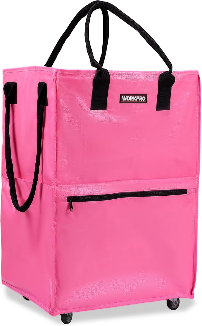 WORKPRO Medium Reusable Grocery Bag on Wheels, Heavy Duty Rolling Shopping Tote - Image 8