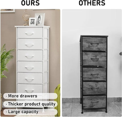 Fixwal Tall Narrow White Dresser - Image 6
