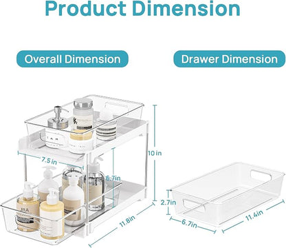 Vtopmart 2 Pack Bathroom Organizer, 2 Tier White Under Sink Organizers Vanity - Image 2