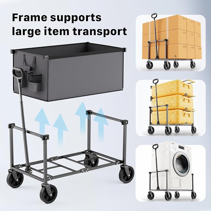 29.3" Collapsible Wagon Cart, 150L Heavy Duty Folding Utility Wagon - Image 8