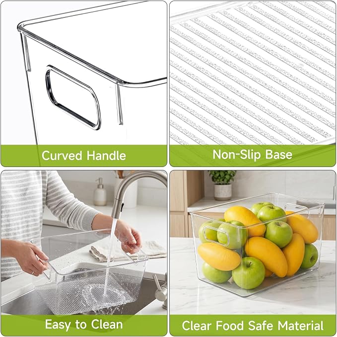 YKIOKE 8 Pack Clear Plastic Storage Bins - Image 5