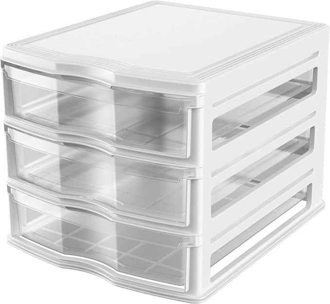 Life Story 3 Drawer Stackable Shelf Organizer Plastic Storage Drawers by LifeStory