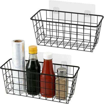 Toplife Adhesive Hanging Wall Baskets, Kitchen Cabinet Door Organizer 2 Pack | - Image 7